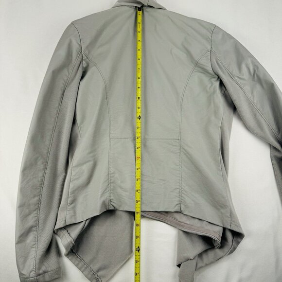 Blank NYC Small Vegan Leather/Wool Drape Jacket Coat Gray Sexy Moto Biker - Picture 4 of 9
